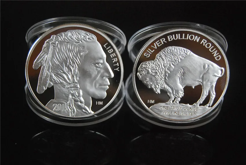 Бесплатная доставка lndian Head-Liberty Посеребренная металлическая монета + 1 oz 999