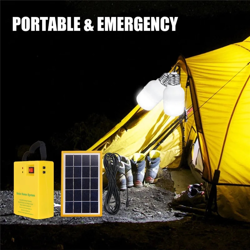 Gerador de Energia do Painel Luz com 2 Kit para Casa ao ar Solar Portátil Lâmpadas Engrenagem Escurecimento Usb Carga Sistema Emergência Livre Led 3 5 Lâmpadas solares