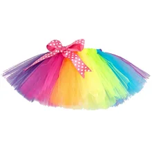Танцевальная юбка-пачка для малышей; балетная одежда; костюм с юбкой с радужным бантом; детская одежда принцессы для детей 2-12 лет