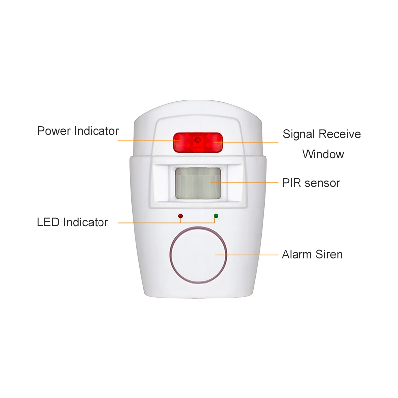 Smarsecu 2 control remoto inalámbrico de seguridad para el hogar alerta PIR Sensor infrarrojo sistema de alarma Detector de movimiento alarma sirena