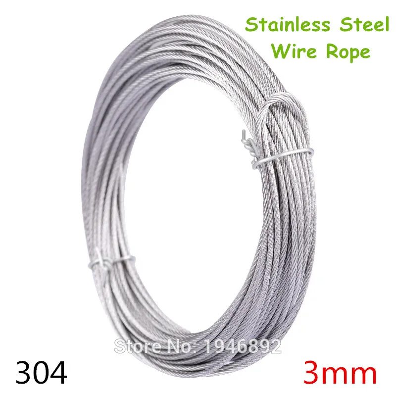 

10m/lot 3mm High Stainless Steel Wire Rope Tensile Diameter 7X7 Structure Cable Gray Fishing Rope