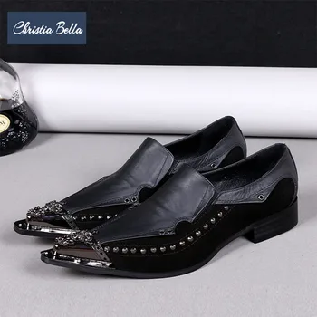 

Christia Bella Brand Business Mens Dress Shoes Pointed Toe Genuine Leather Brogue Shoes Large Size Italian Men Wedding Shoes