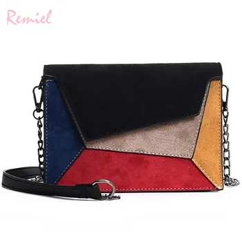 

Retro Fashion Female Square Bag 2018 New Quality Nubuck Leather Women's Designer Handbag Chain Panelled Shoulder Messenger bag