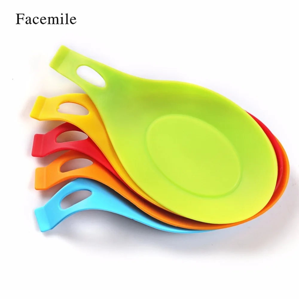 

Facemile 1PCS Kitchen Utensil Silicone Insulation Spoon Rest Holder Heat Resistant Placemat Non-stick Silicone Cooking Tool Mat