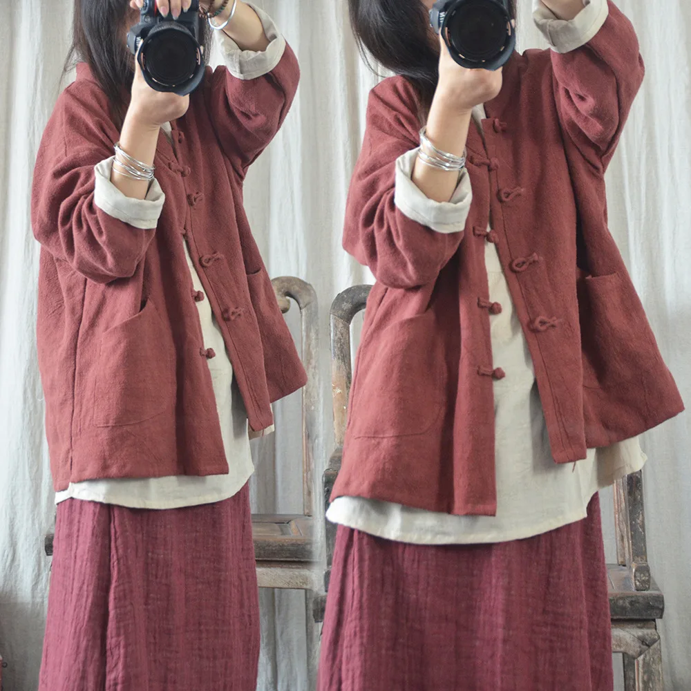 

YoYiKamomo Cotton Linen Ladies Tops Autumn 2018 Cardigan Original Soft Shirt Solid Color Long Sleeve Female Tops
