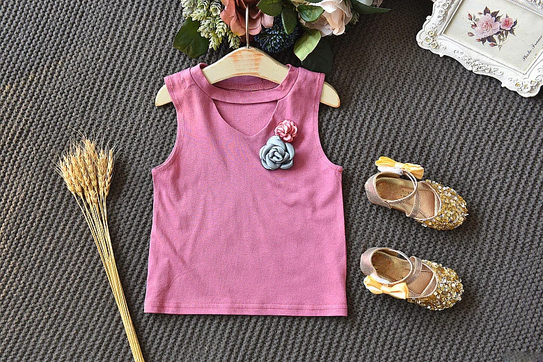 Humor Bear/ г. Новая летняя одежда для девочек детская одежда футболка без рукавов с цветочным принтом+ хлопковая юбка с листьями комплект одежды для детей