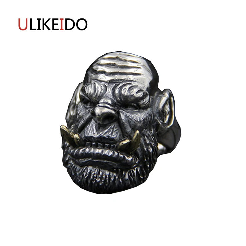 

Pure 925 Sterling Silver Jewelry Warcraft Durotan Rings Open Fashion Domineering Punk Ring For Men Special Gift 273