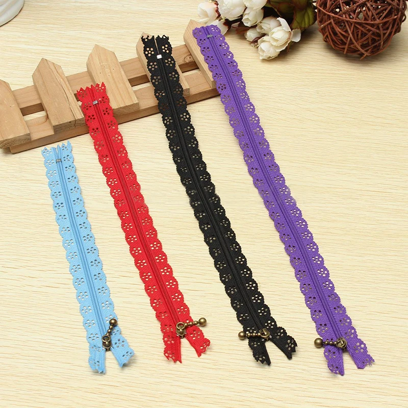 10pcs Nylon Mixed Color Lace Edge Zipper Puller DIY Craft Zip Tailor For Bag Garment Sewing Tool Random Colors