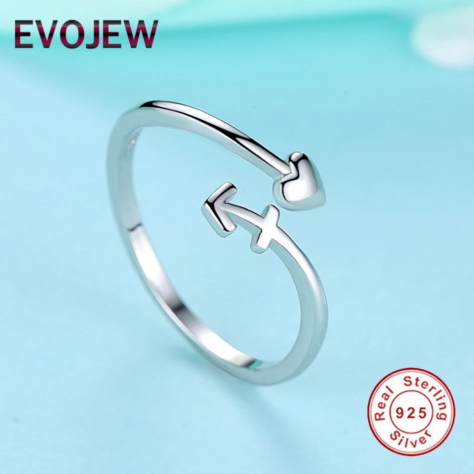 EVOJEW натуральная 925 пробы Серебряный Sweet Heart Кольца для Для женщин регулировочного