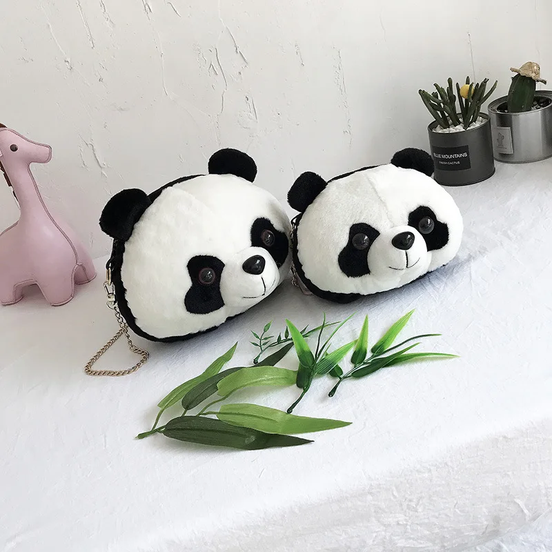

Flap Shoulder Bag Handbags Women 2019 Summer New Fashion Female Casual Plush Cute Soft Girl Cartoon panda Chains Messenger Bags