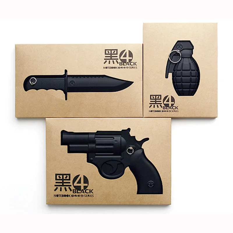 

Weapon Notebook Inner 60 Sheets Planner Sketchbook Diary Retro Black Note Book Journal Stationery School Supplies