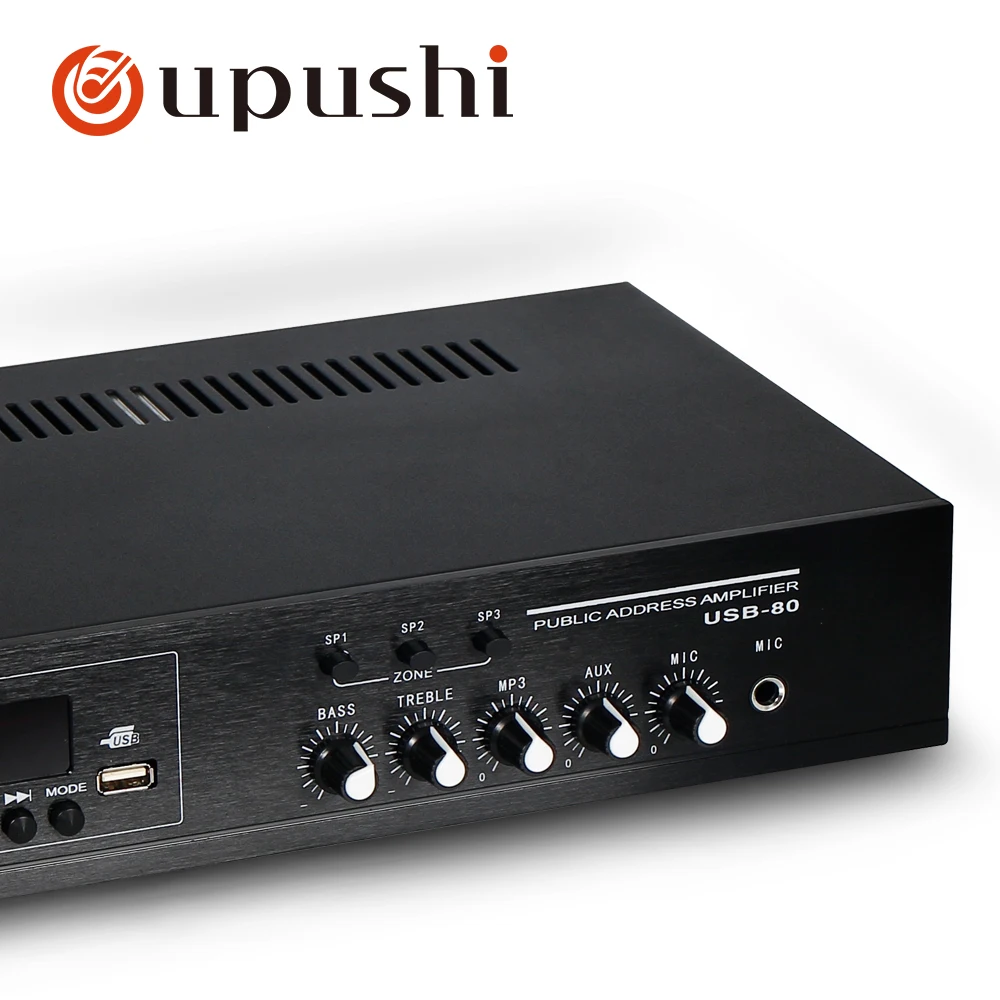 Oupushi PA Bluetooth 3 зоны усилители 80 Вт домашнего использования мини микшер USB усилитель
