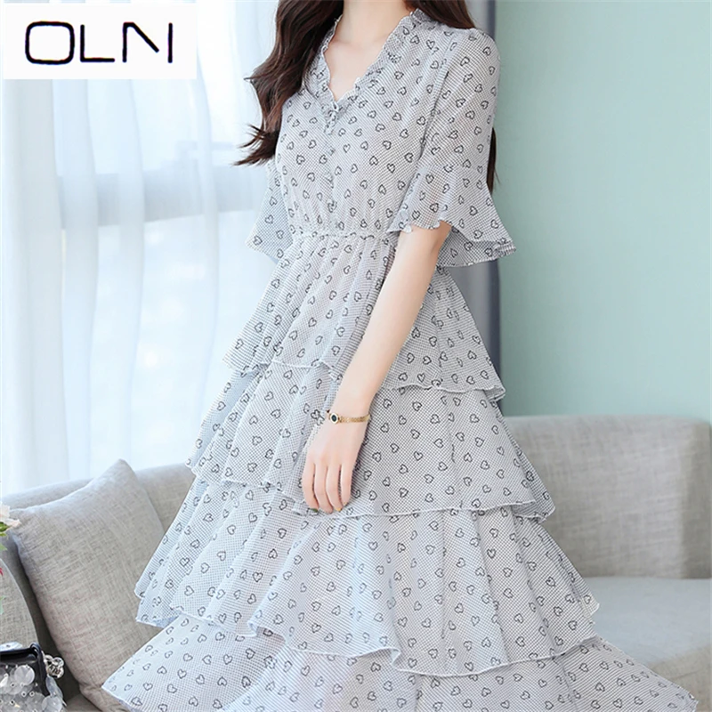 Vestidos платье Летнее корейское OLN летнее женское шикарное нарядное платье с высокой талией платье для женщин M-3XL