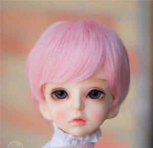 Allaosify BJD wig bjd doll SD wig male doll hair white short hair high temperature1/3 1/4 1/6 Buy one get one free bjd hair - Цвет: Розовый