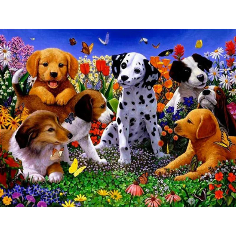 DUTEY 5D Diy Полная квадратная Алмазная вышивка "Семья милых собак" на заказ алмазная живопись животный мозаичный узор рукоделие Декор