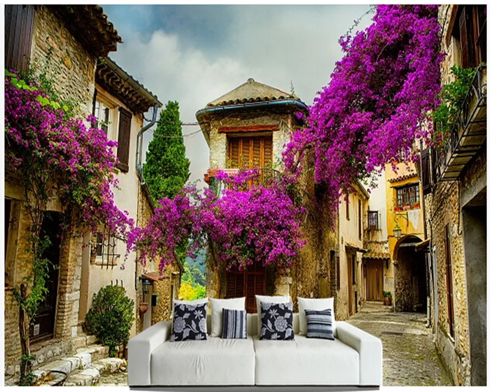 

Custom papel DE parede 3 d, French Village murals for sitting room sofa bedroom TV wall waterproof vinyl which wallpaper