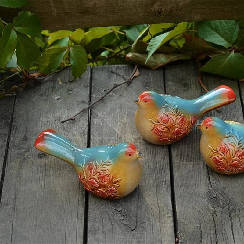 

Pattern decor ceramic birds art ornaments home decor kawaii animal porcelain figurines courtyard Miniature garden decorations