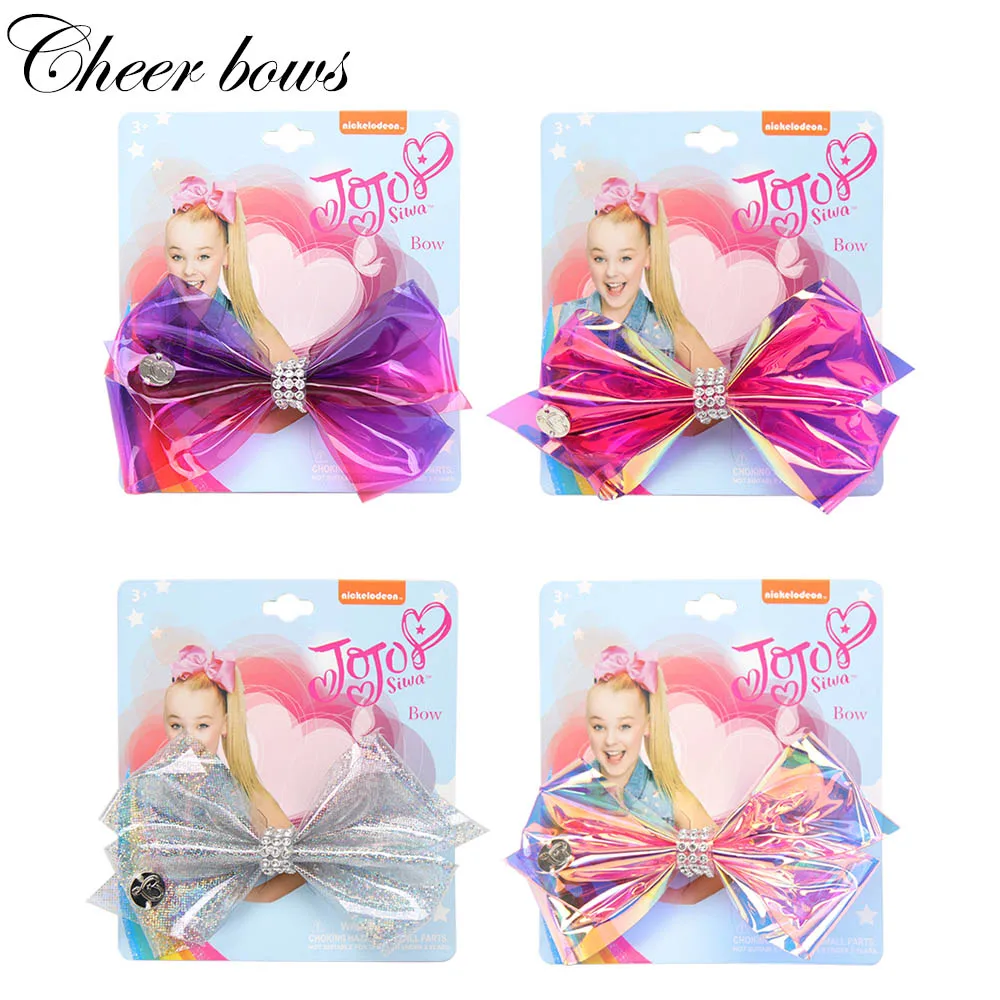 

Cheer Bows 5 Inch Transparent Rainbow Jelly Bow for Girls Handmade Plastic Rhinestone Hair Clip Hairgrip Hair Accessories