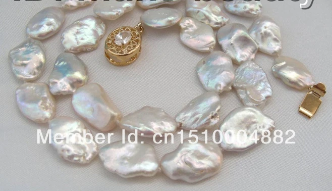 

super big 17mm baroque white keshi reborn pearl necklace