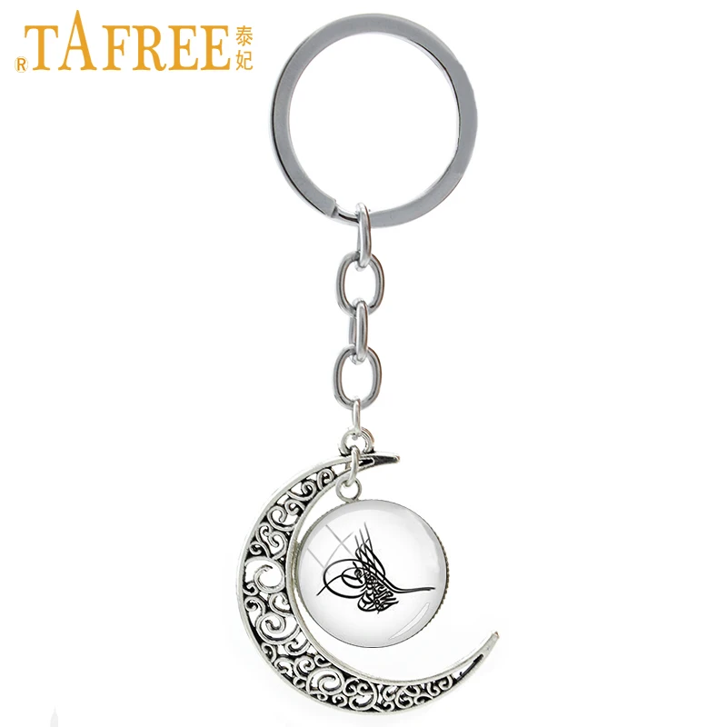 

TAFREE 2017 fashion Tugra Osmanli LOGO keychain wedding moon pendant keyring Music Note Heart musician men women key chain T575