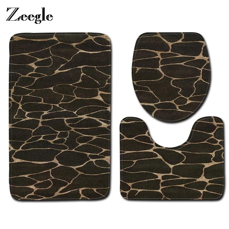 Zeegle 3 قطعة حمام حصيرة الرخام نمط الحمام السجاد عدم الانزلاق الحمام الحصير التمثال البساط بساط للحمام غطاء غطاء الحمام البساط