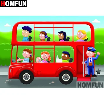 

HOMFUN Full Square/Round Drill 5D DIY Diamond Painting "Cartoon bus" Embroidery Cross Stitch 5D Home Decor Gift A08076