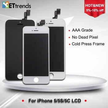 

30PCS/LOT AAA NO Pixel New LCD Screen for iPhone 5/5S/5C LCD display digitizer Screen Assembly Replacement DHL Free Shipping
