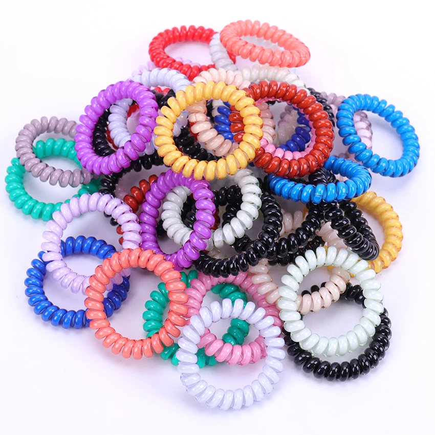 

1PC Elastic Hair Bands Girls Hair Accessories Rubber Band Headwear Hair Rope Spiral Shape Hair Ties Gum Telephone Wire Headdress