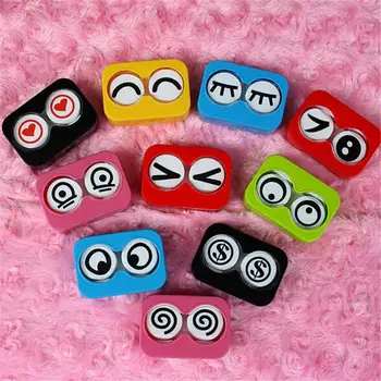 

Brand New Cute Cartoon Contact Lens Case Box Holder & Accessories+Solution Bottle+Tweezers+Stick Connection+Lensholder+Mirror