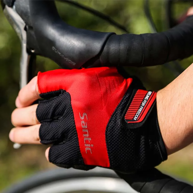 Santic mitad Mitad de dedo bici bicicleta Guantes de verano Ciclismo Guantes acolchado Anti-shock deportiva transpirable MTB Guantes de Ciclismo Santic mitad Mitad de dedo bici bicicleta Guantes de verano Ciclismo Guantes acolchado Anti-shock deportiva transpirable MTB Guantes de Ciclismo