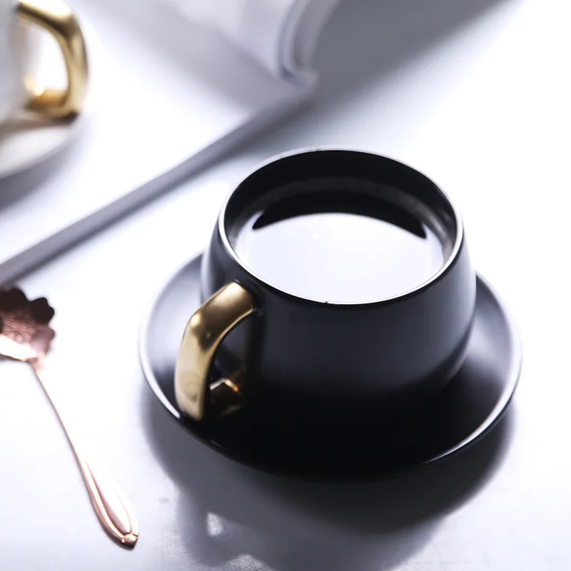 

300ml simple European coffee cup and saucer Couple coffee mug Gift ceramic cup Office mug Milk breakfast cup