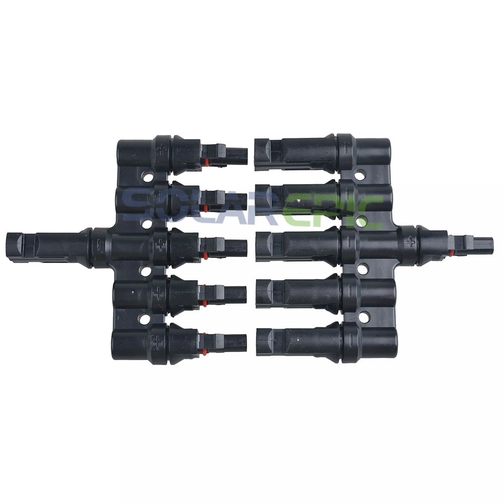 

MC4 T Branch Connector Male to Female 5 Branch MC4 Solar Panel Connectors IP65 CE Conectores Waterproof Solar Cable Connector