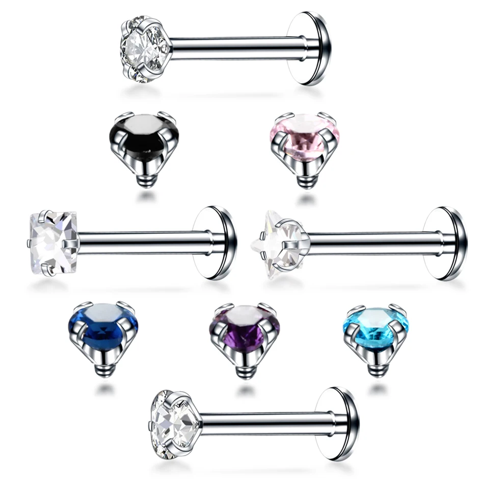 

1PC Steel Labret Piercings Ring Ear Piercings Lip Barbell Rings Ear Cartilage Tragus Piercings Ear Studs with Gem Body Jewelry