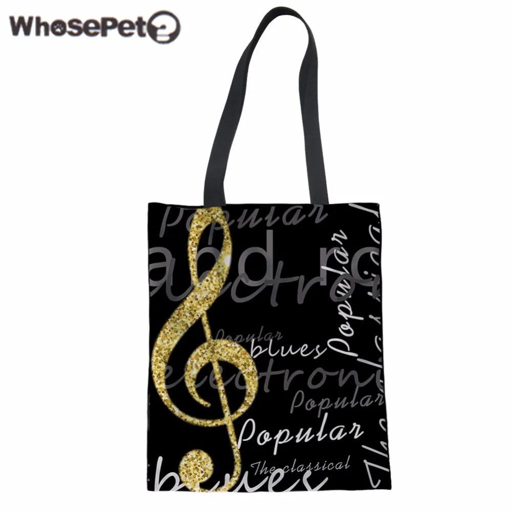 WHOSEPET Women Handbag Music Score Print Canvas Shoulder Bag Teenager