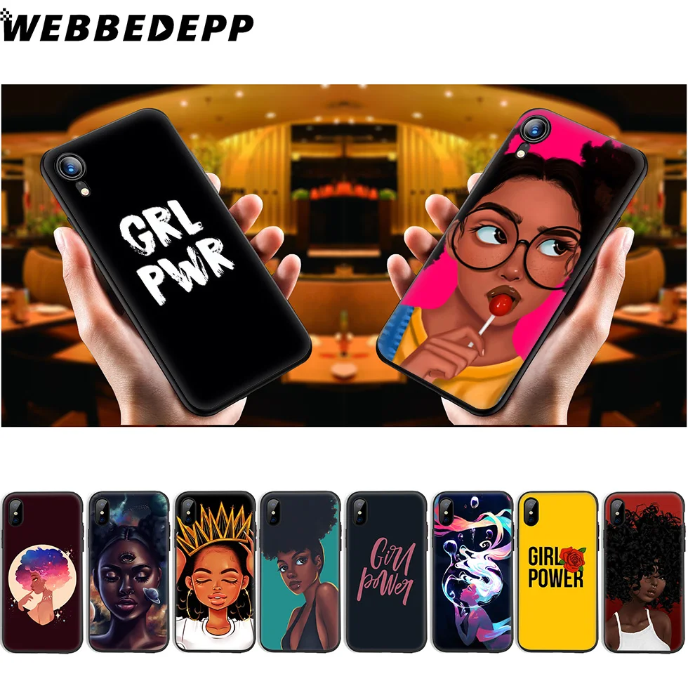 WEBBEDEPP черный афро Девушка Мягкий силиконовый чехол для iPhone 11 Pro Xr Xs Max X или 10 8 7 6 6S