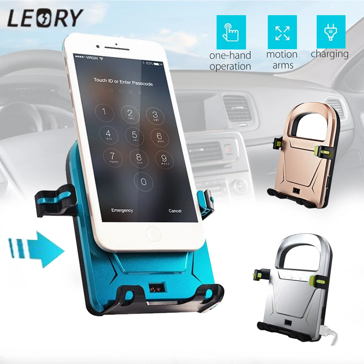 LEORY Automatic Infrared Motion Sensor Air Vent Car Holder USB