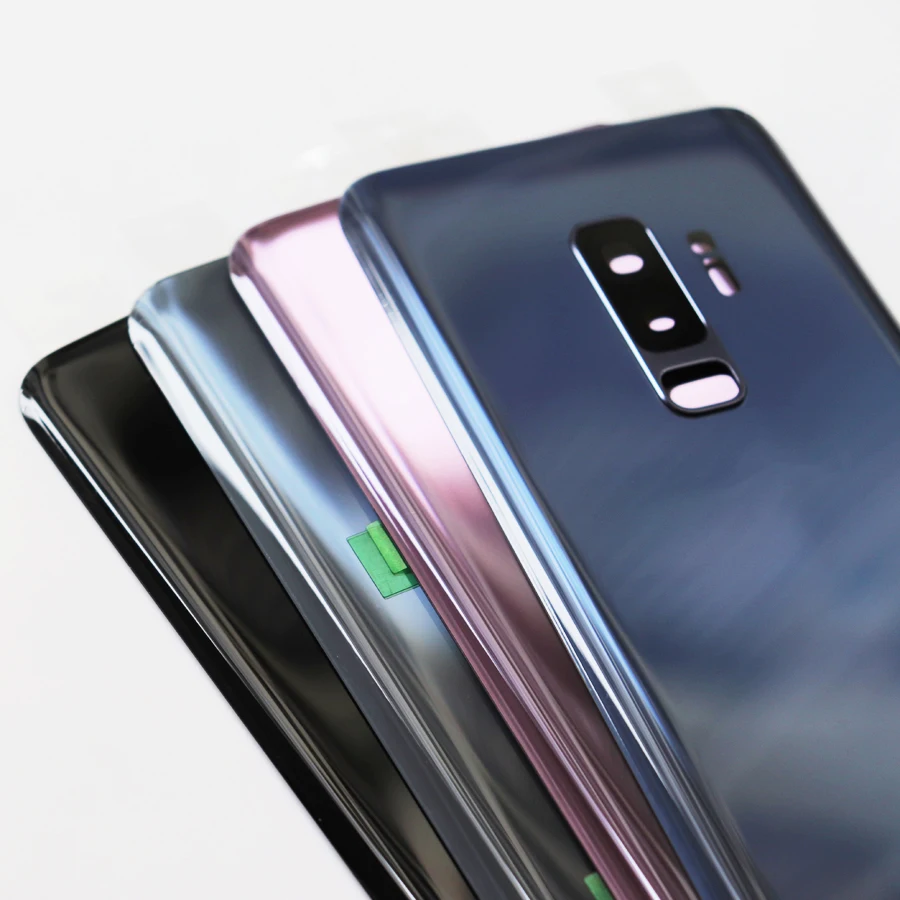 10 шт для задней панели Стекло Корпус крышка Батарея Дверь чехол для samsung Galaxy S9 G960 G960F S9+ S9 плюс G965 G965F& Камера линзы из поликарбоната и надписью
