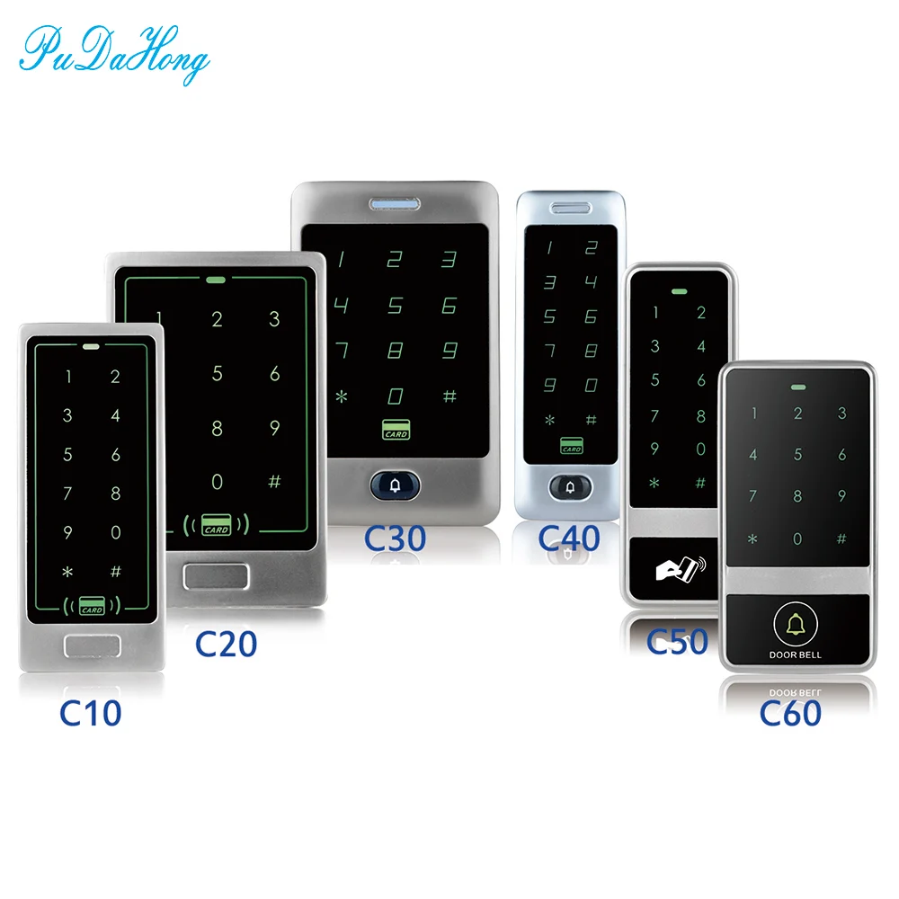 

IP65 Waterproof RFID Standalone Access Control Board 125KHz EM Reader Security Touch Metal Keypad 10 key fobs data copy WG26/34