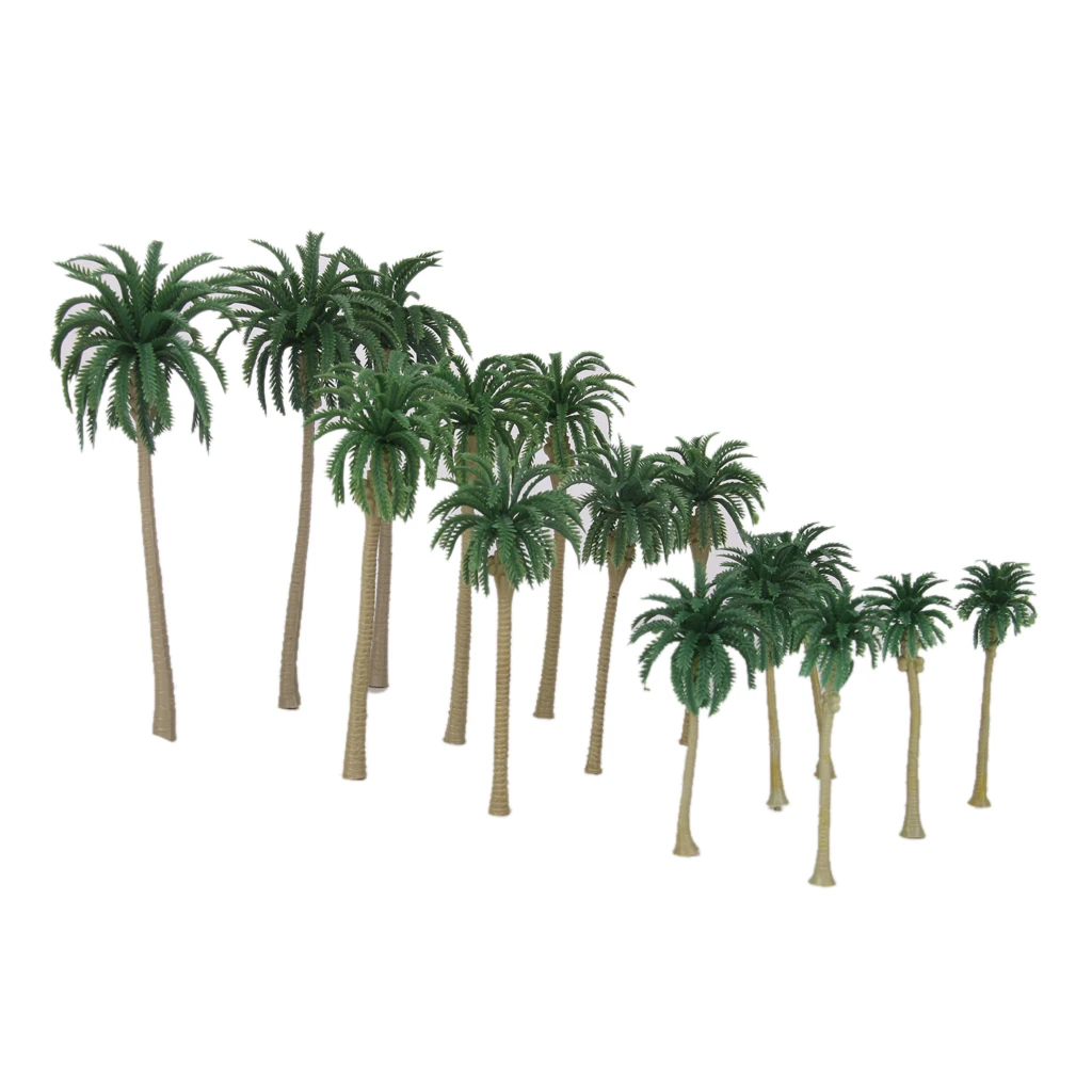 15pcs HO N Scale Palm Trees Model Train Layouts Railroad Scenery 1:70-1:150
