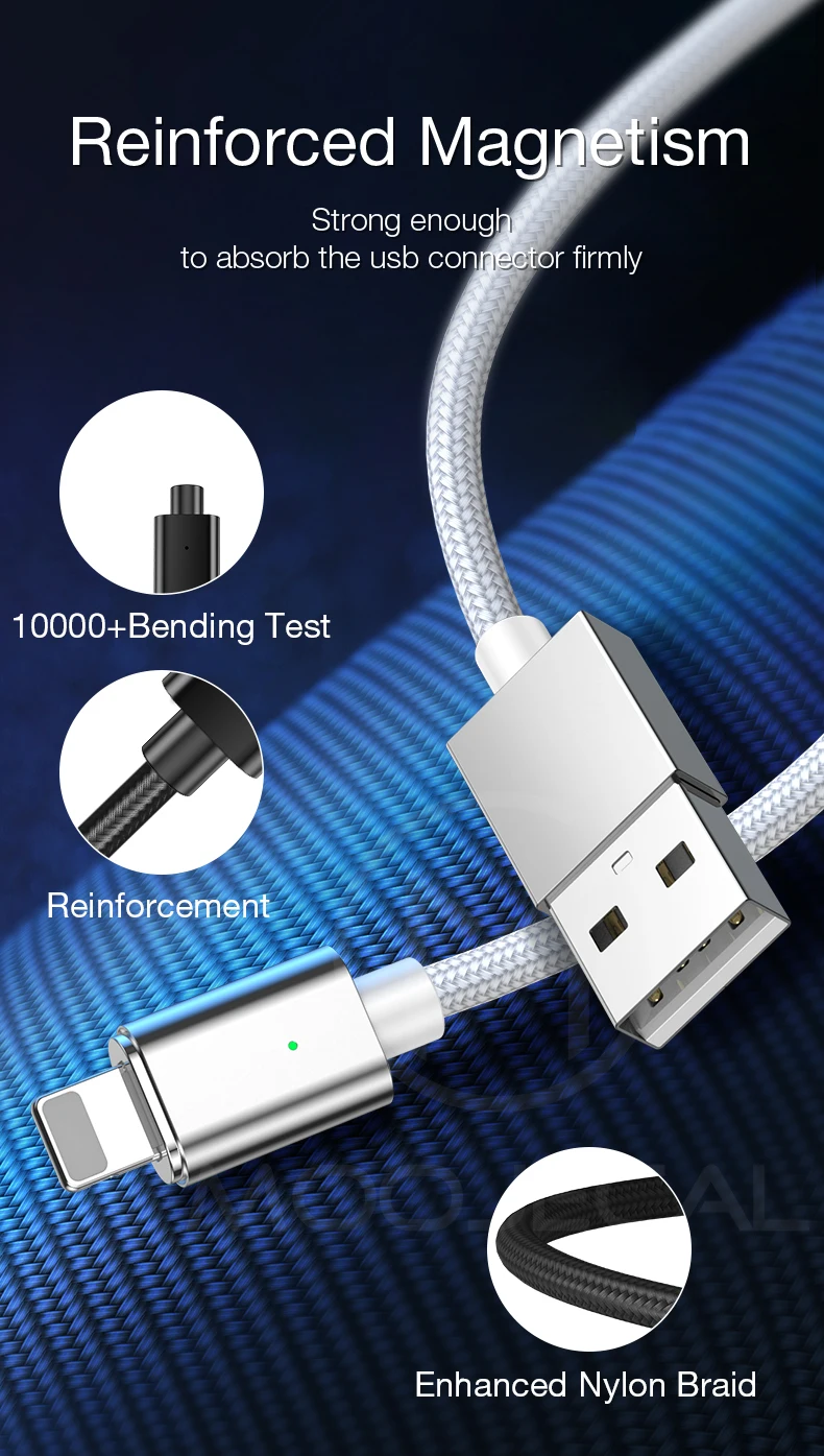 MOOJECAL светодиодный магнитный USB кабель для iPhone Xs Max 8 7 6 и usb type-C кабель Micro USB кабель для зарядки samsung Xiaomi huawei