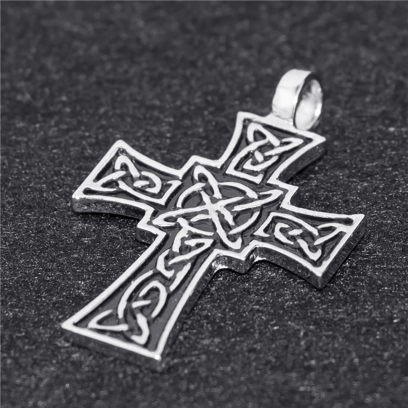 Кельтский узел Крест Серебряный тон мужской Оловянный кулон с 2" ожерелье LP261