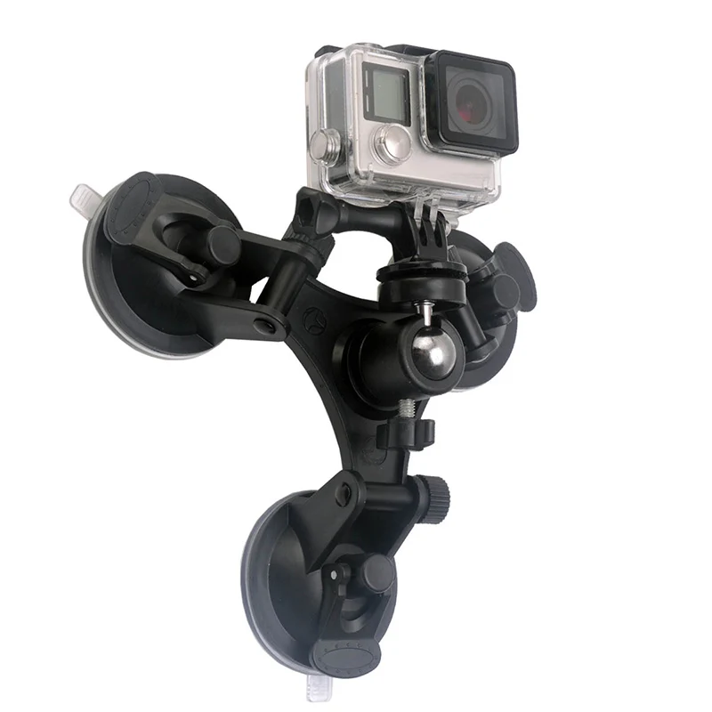 

Triple Cup Camera Suction Cup Mount w/Ball Head for Nikon Canon Sony DSLR for GoPro Hero 7 6 5 4 3 Xiaomi Yi SJCAM Car Window