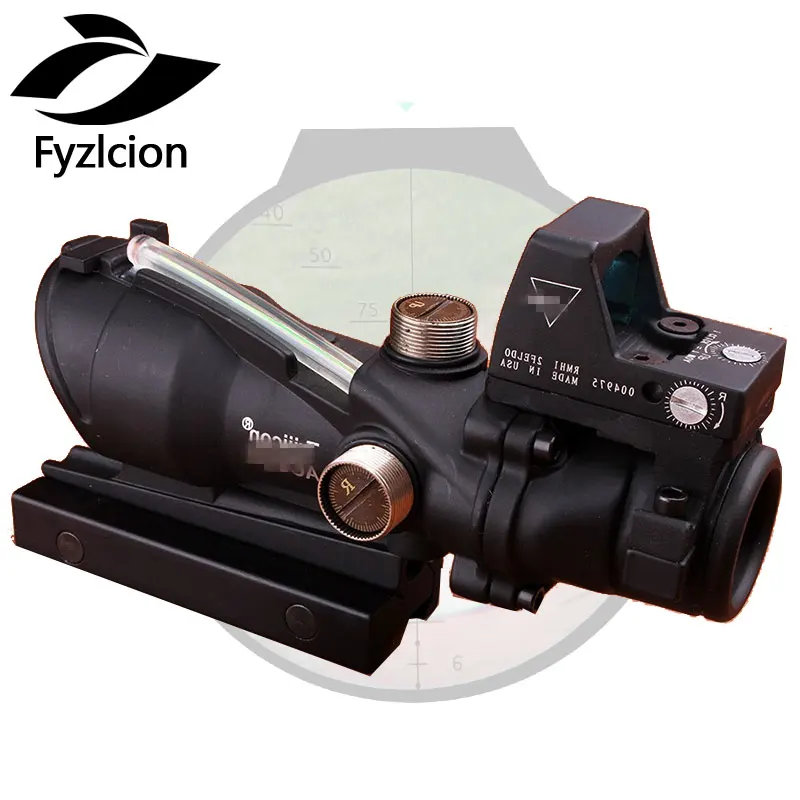 

Rifle scope 4X32 Tactical Airsoft Fiber Source Red Illuminated with RMR Micro Red Dot Riflescope