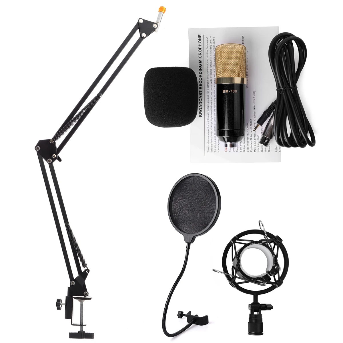 

Studio Condenser Mic Microphone + Wind Screen Pop Filter + Stand Kit TH138