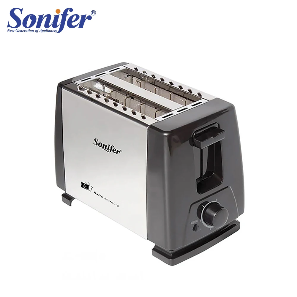 Тостер из нержавеющей стали с 2 ломтиками, автоматический быстрый нагрев, тостер для хлеба, бытовой, для завтрака, Sonifer