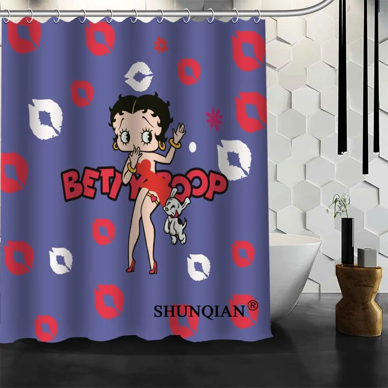 Best хороший обычай Betty Boop душ Шторы Для ванной Шторы Водонепроницаемый Ткань Ванная комната Шторы больше размер a6.1-37 - Цвет: Сливовый