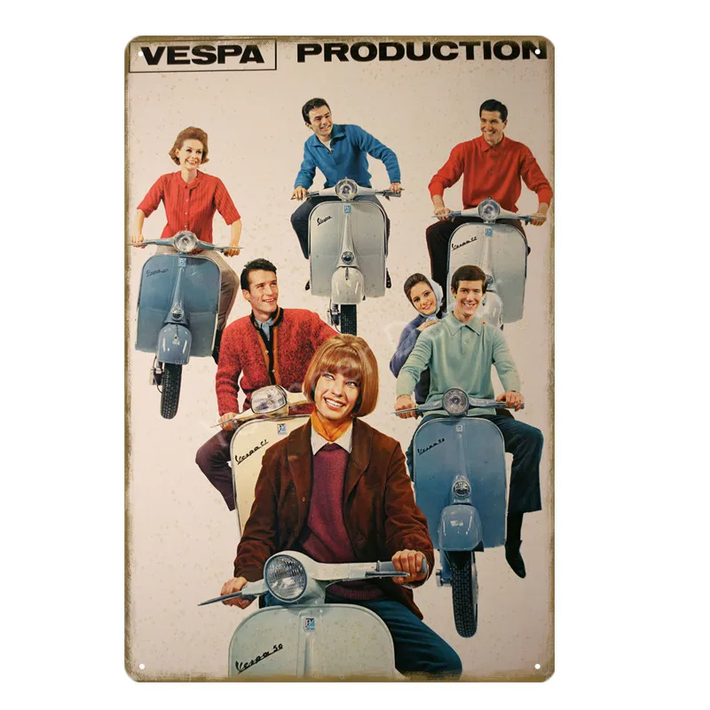 Винтажные наклейки для домашнего декора Vespa скутер Мотор Оловянная вывеска настенный художественный Принт плакат для паба бара гаража салон магазин металлическая доска YD015 - Цвет: YD0340