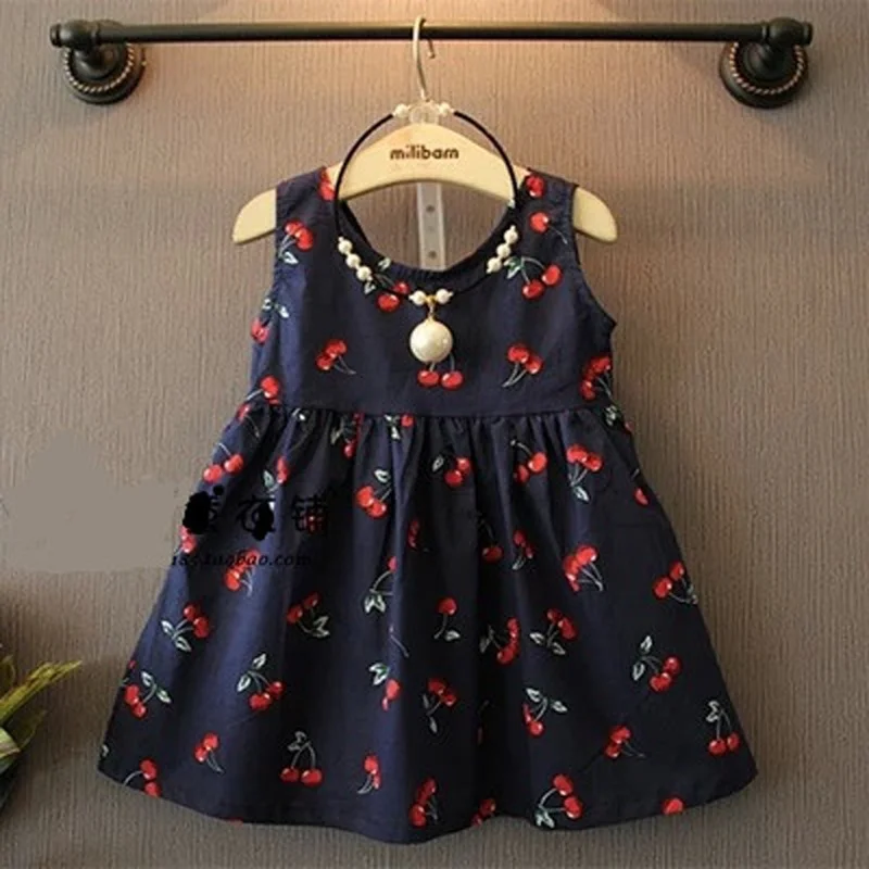 

AD Cherry Girls Dress for Summer Children's Outwear Kids Clothing Clothes