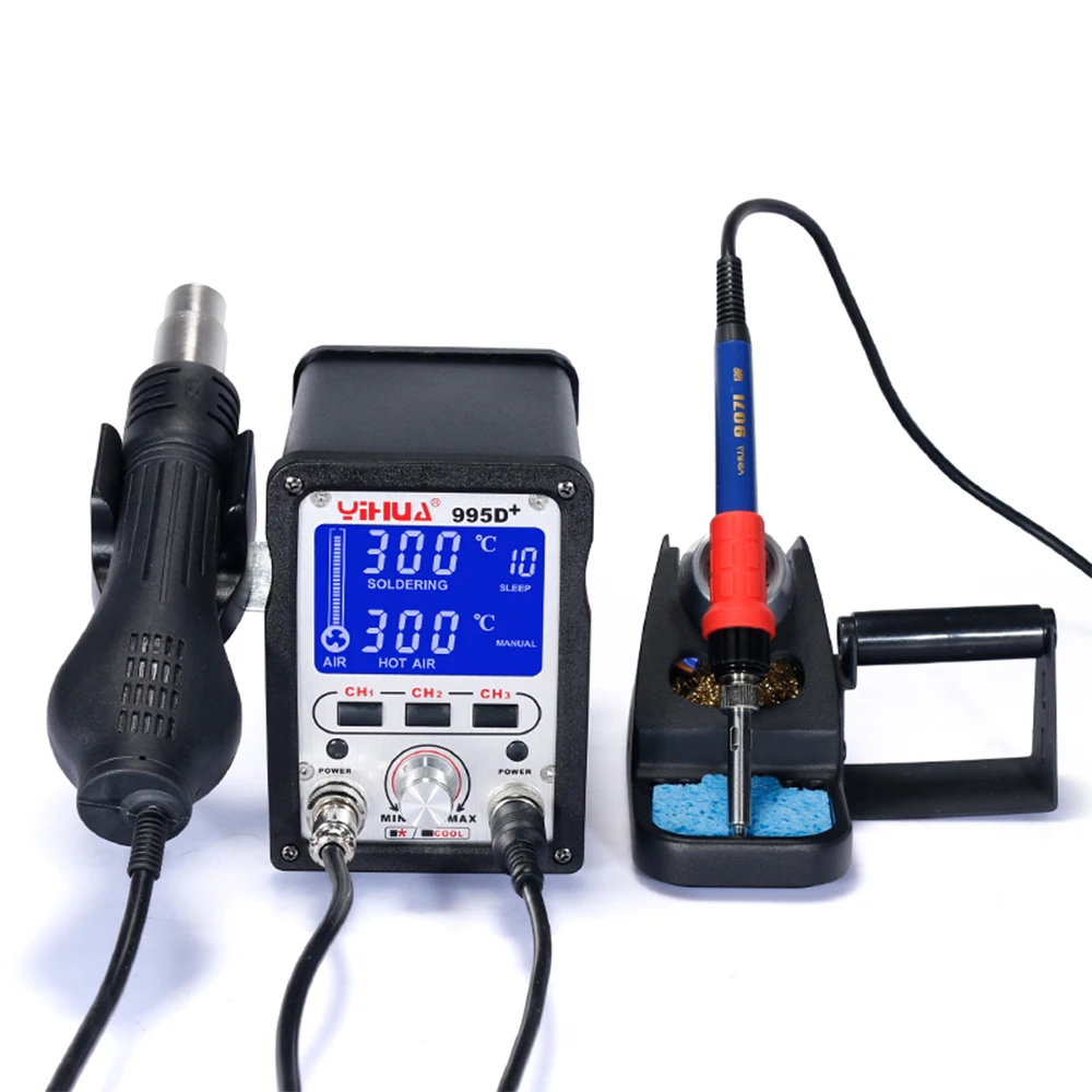 free delivery 995D+ Desoldering Iron Station With Pluggable Hot Air Gun Soldering Station For Soldering Tools free delivery 995D+ Desoldering Iron Station With Pluggable Hot Air Gun Soldering Station For Soldering Tools