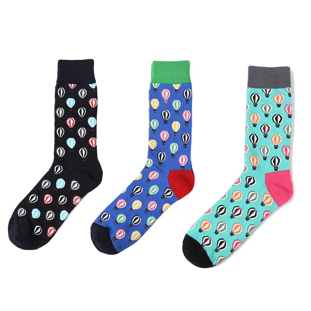 

Fashion Casual Mens Socks hot air balloon Pattern Socks Happy Long Winter Socks with Clothing Fashion Designer Style